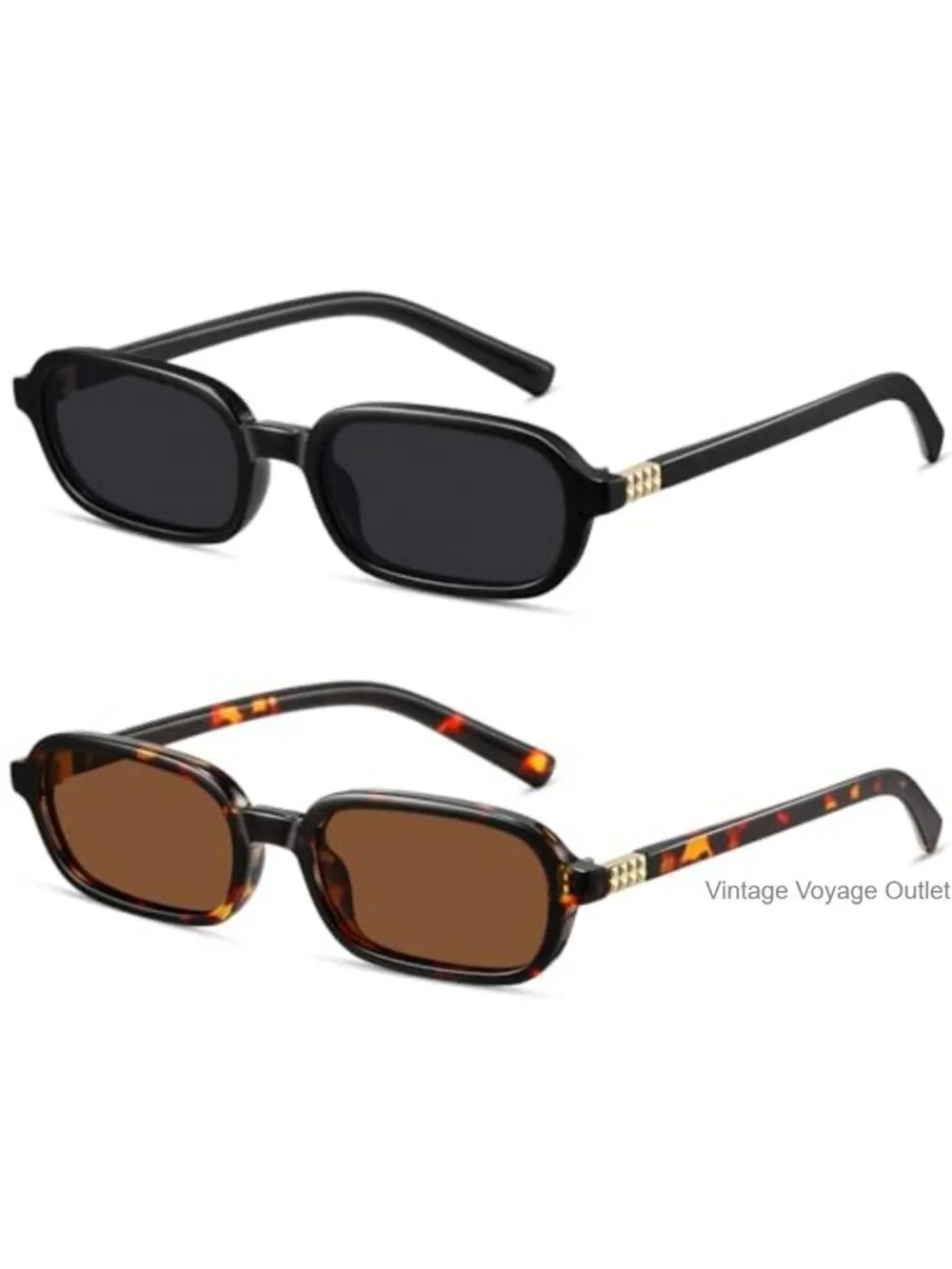 Retro Rectangle Sunglasses for Women Men Small Square 90s Trendy UV400